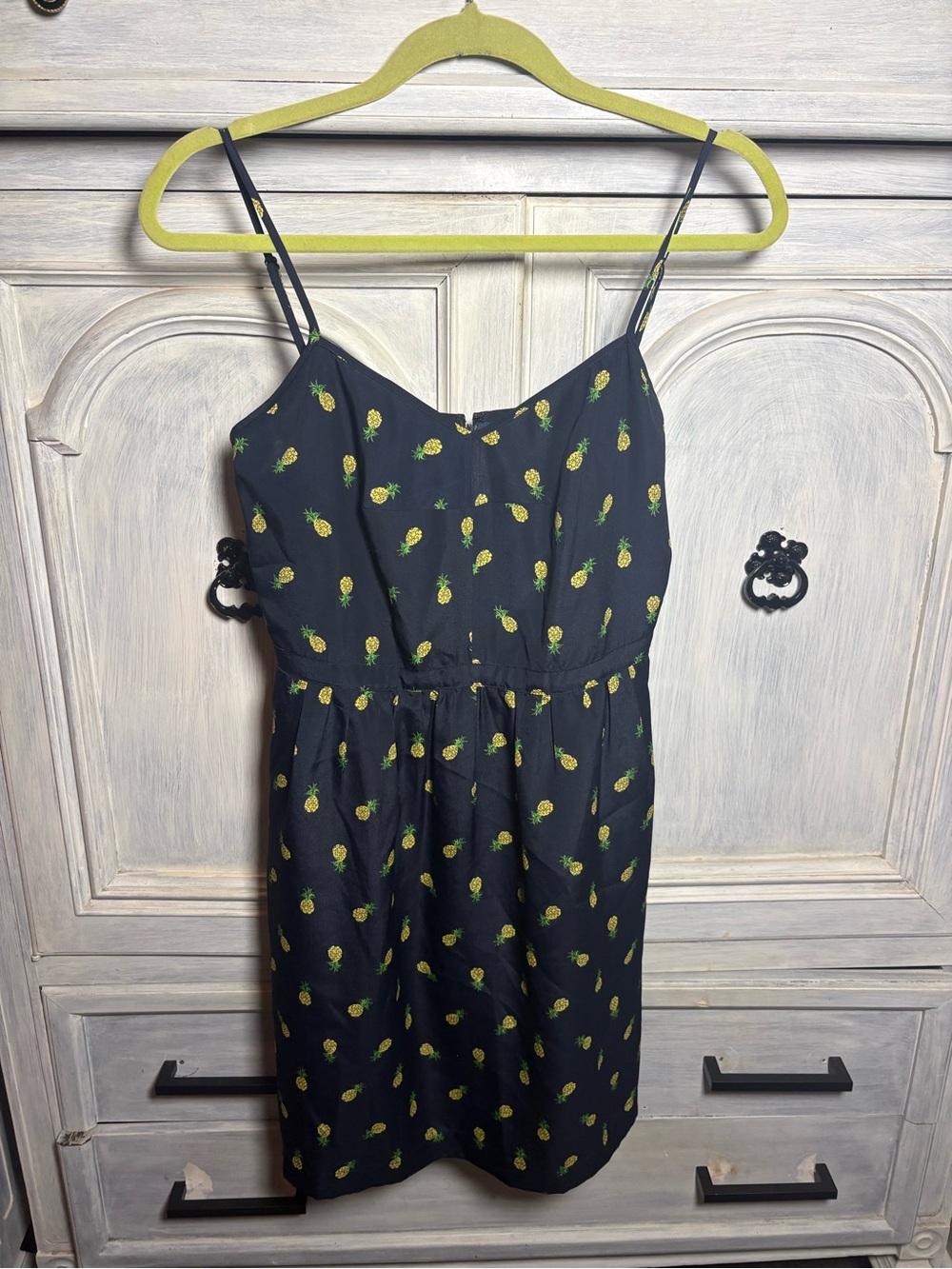 J.Crew Navy Pineapple Print Sundress Preppy Whimsical Romantic Tropical Twee - Picture 2 of 8